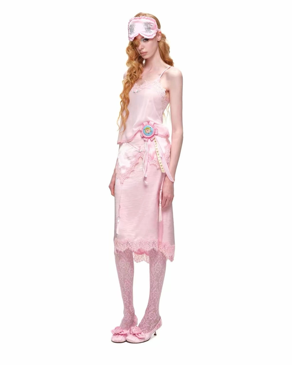 Garter Midi Silk Skirt