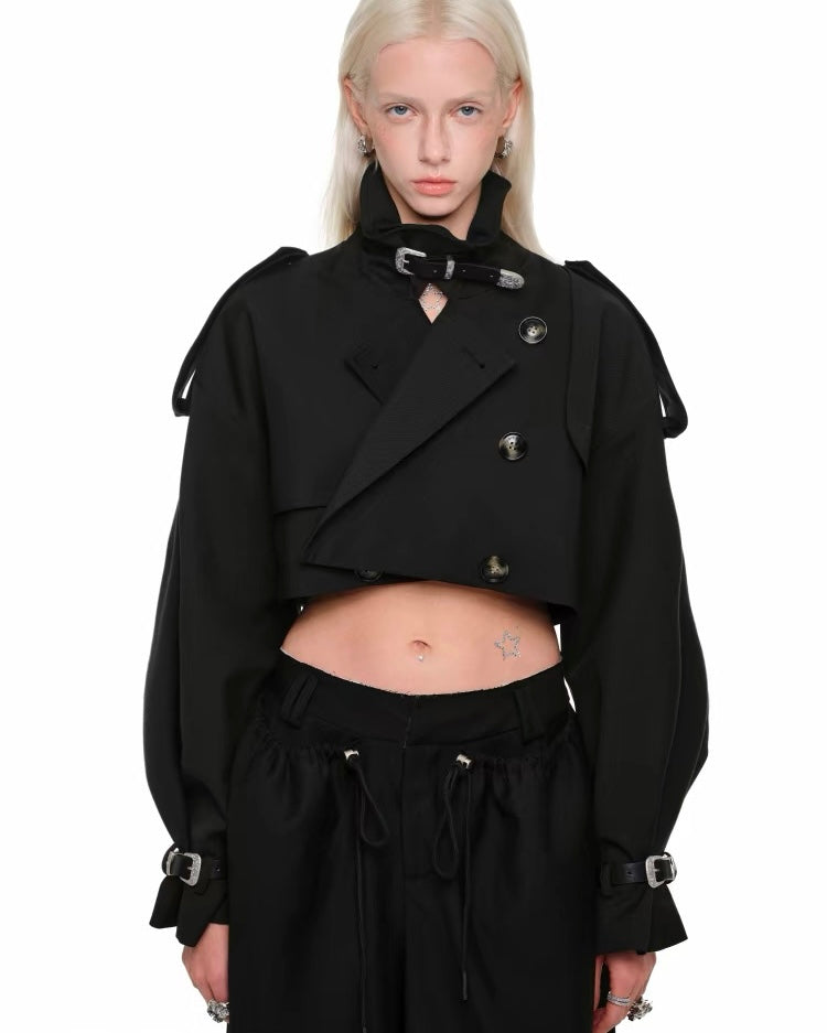 Belted Ultra-Cropped Trench Jacket