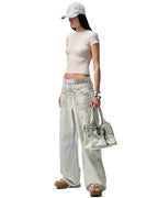 1JINN Print Wide-Leg Jeans