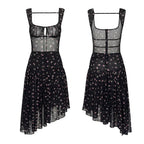 Dark Floral Open-Back Dress