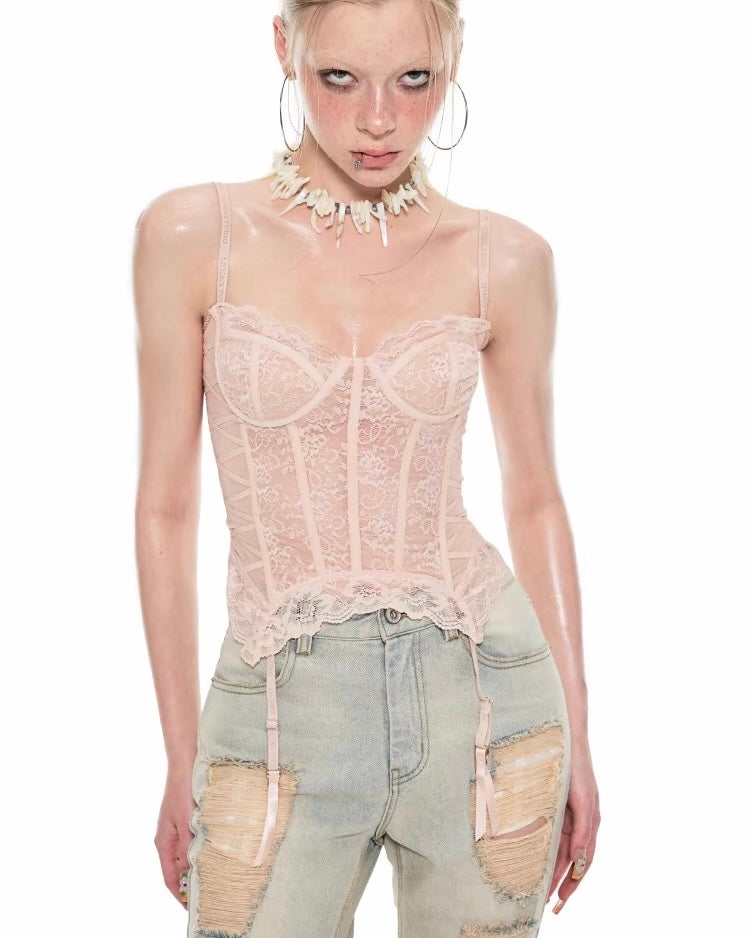 Lace Corset with Detachable Garters