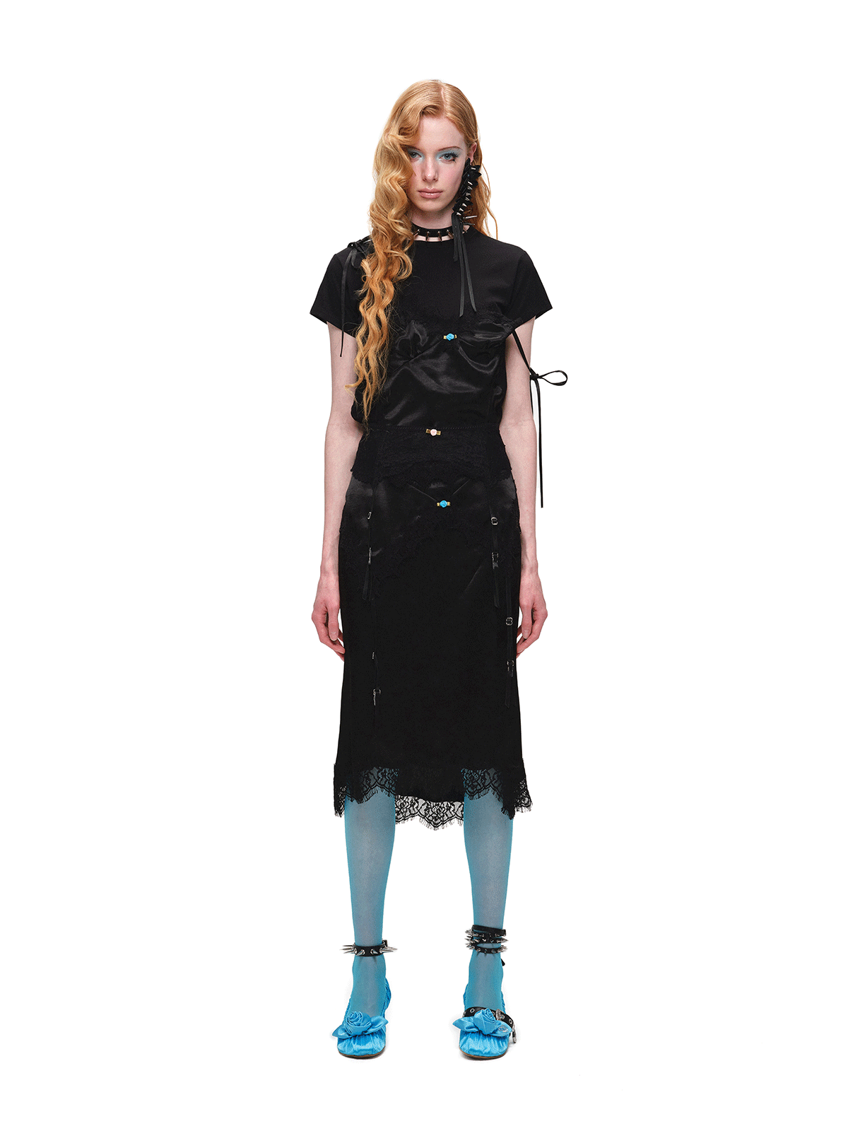 Garter Midi Silk Skirt