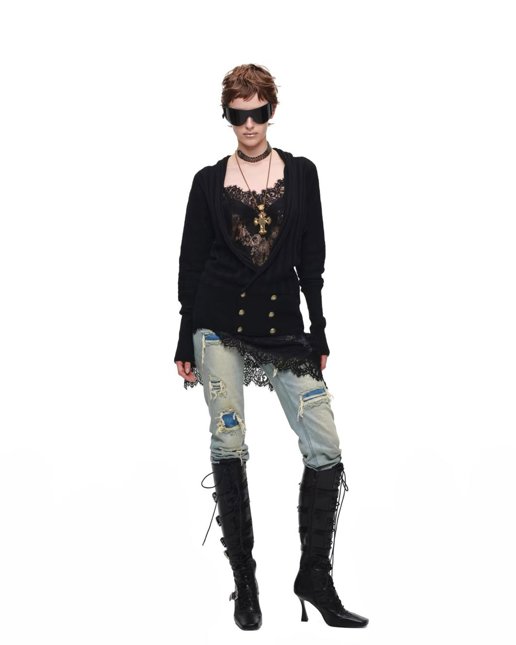 Draped V-Neck Knit Wrap Cardigan