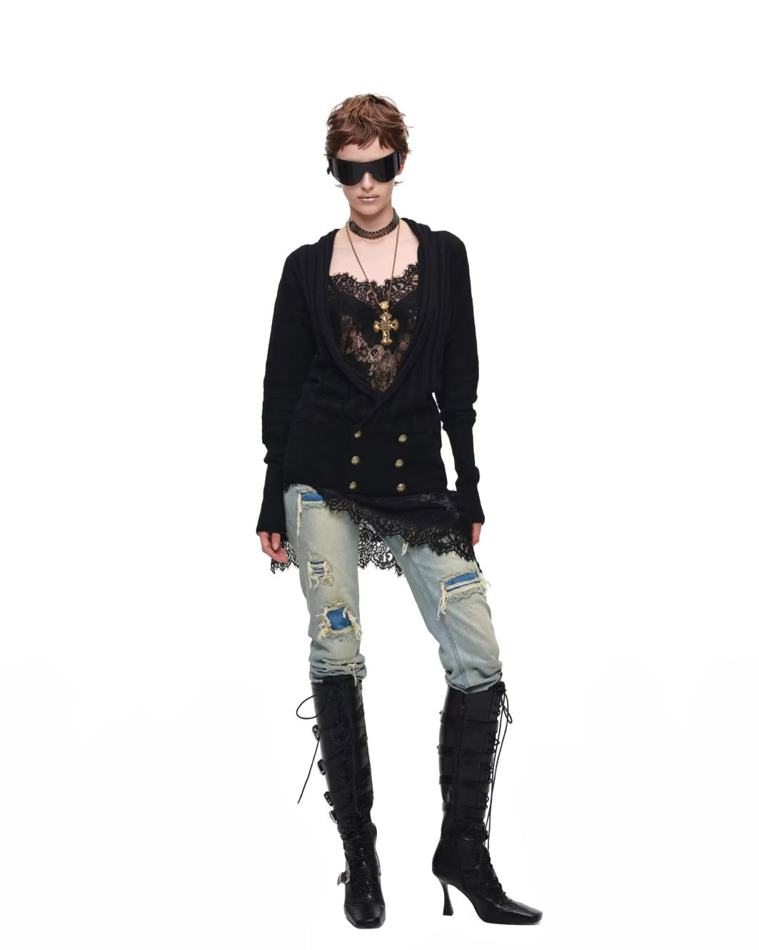 Draped V-Neck Knit Wrap Cardigan