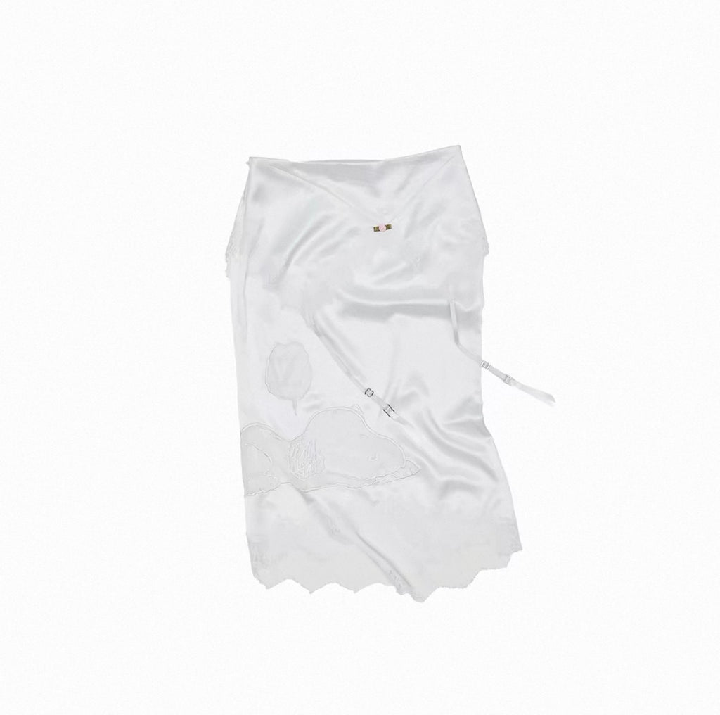 Lace Snoopy White Midi Skirt