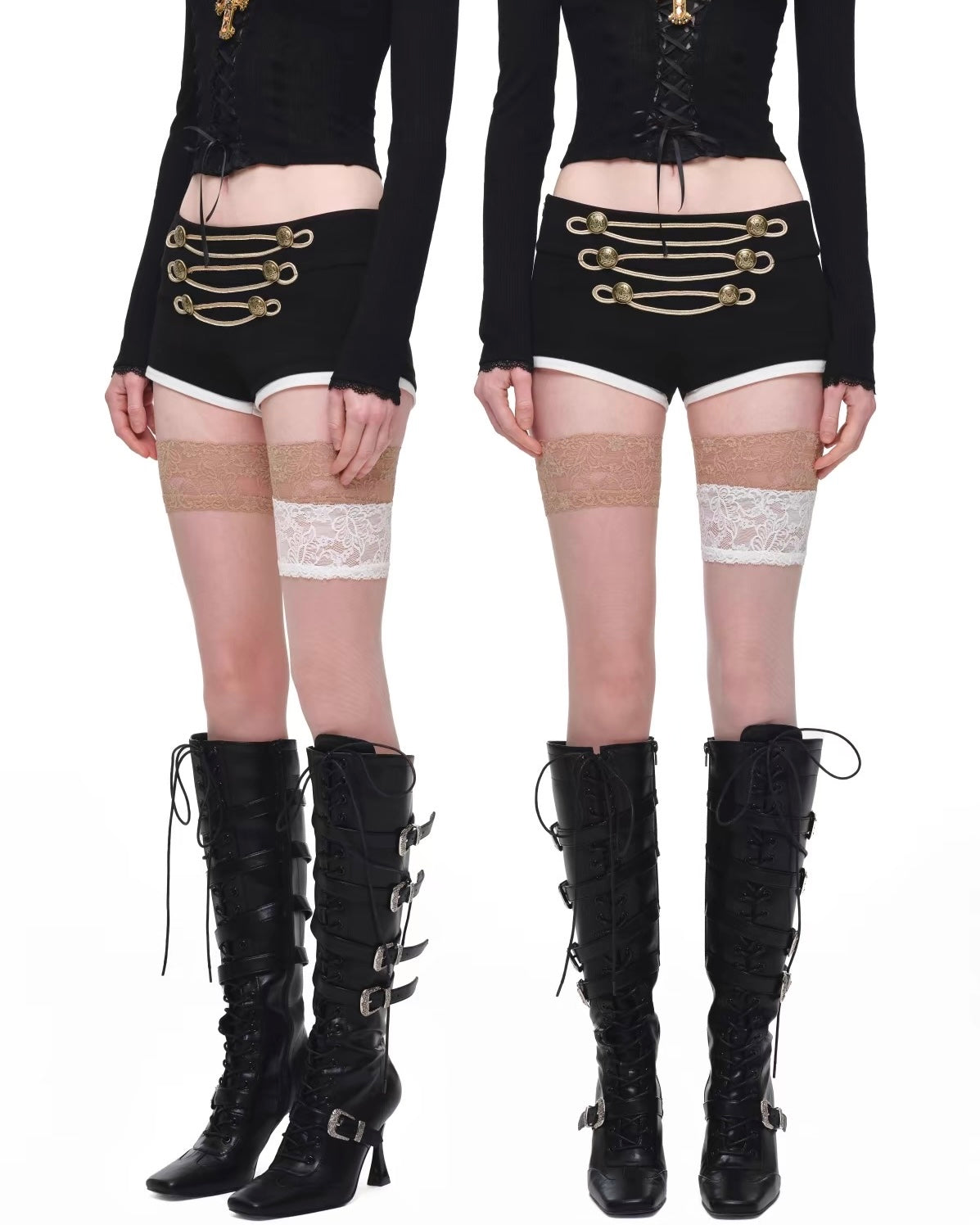Napoleon Button Rope-Trim Shorts
