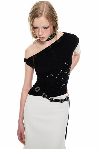 Off 1-Shoulder Star Top