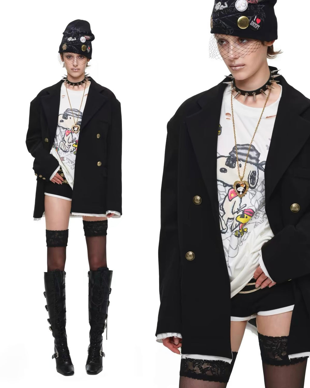 Snoopy Distressed Tattoo Long Sleeve Tee