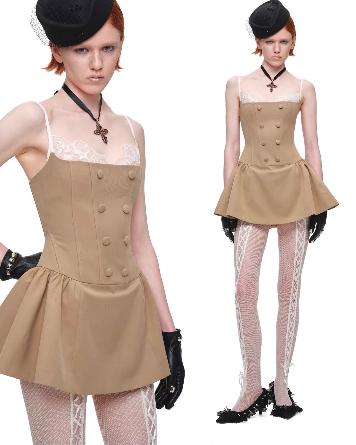 Corset Napoleon-Button Mini Dress