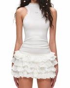 Rosette Cotton Heart Ruffle Mini Dress