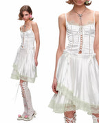 Porcelain Lace Pleated Midi Skirt