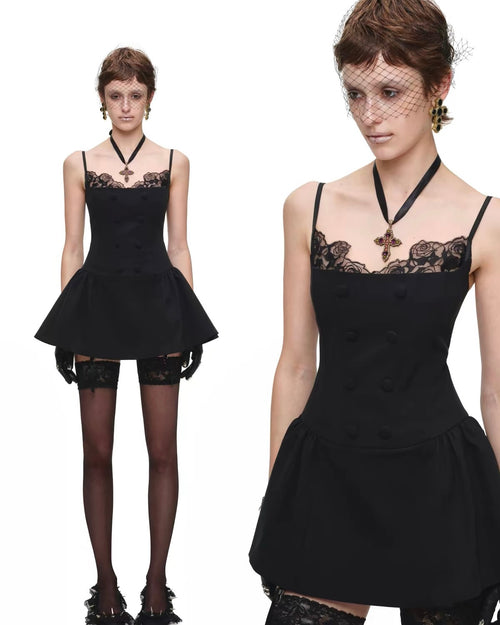 Corset Napoleon-Button Mini Dress