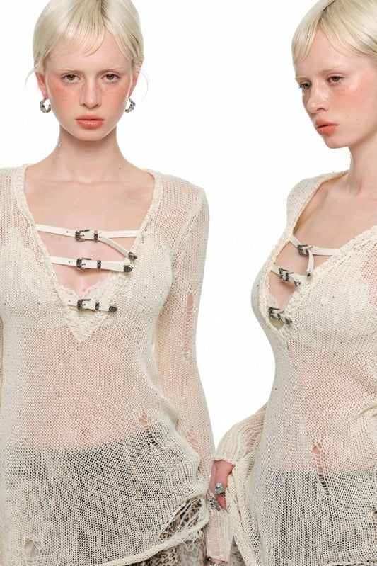 Buckle Net Sweater
