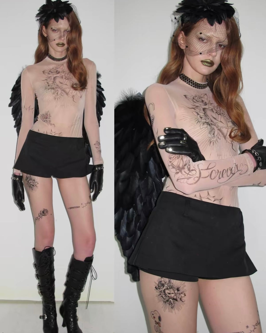 Inked Halo Mesh Top