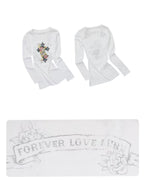 Tattoo-Print Lace-Up Back Top