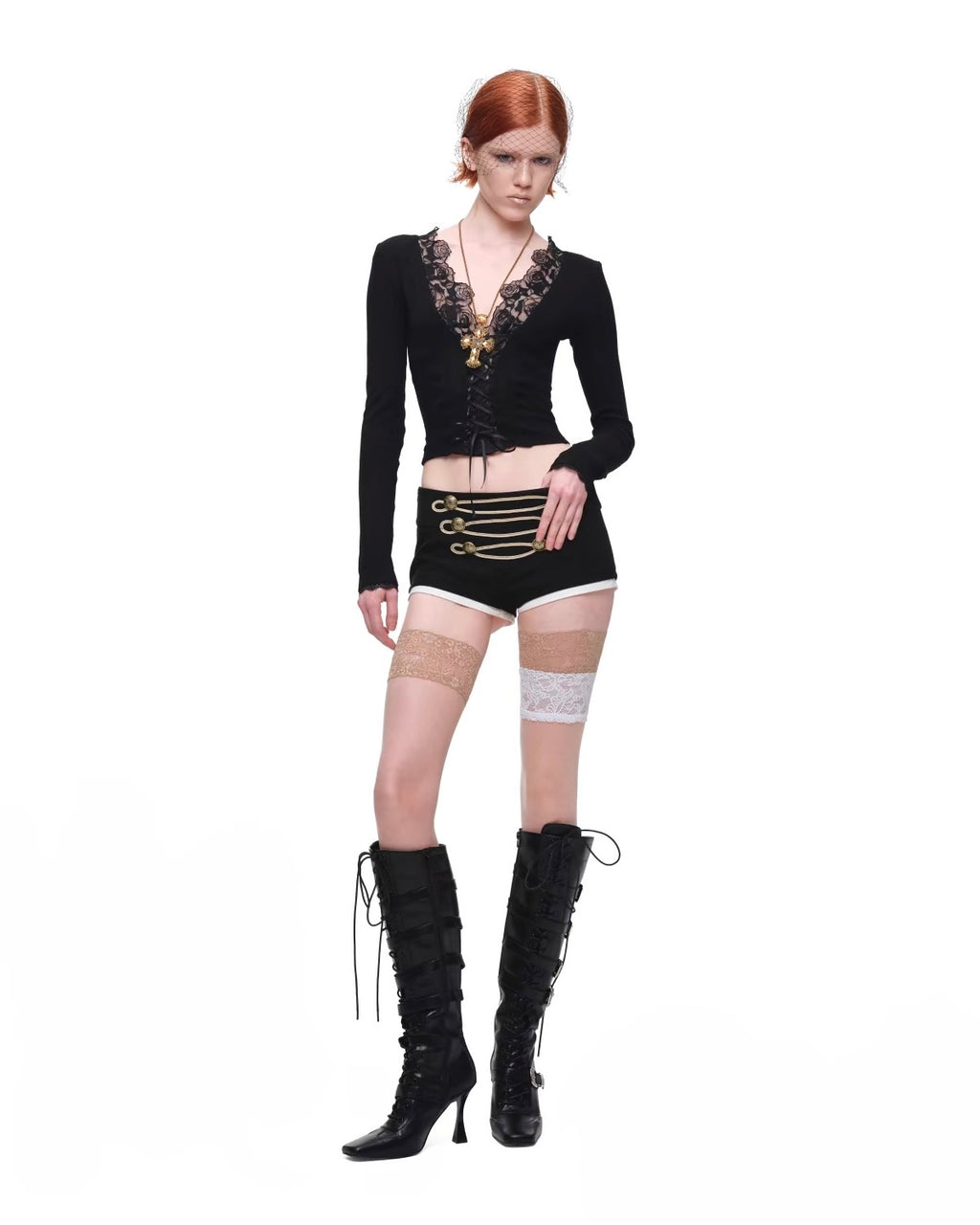 Napoleon Button Rope-Trim Shorts