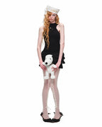Rosette Cotton Heart Ruffle Mini Dress