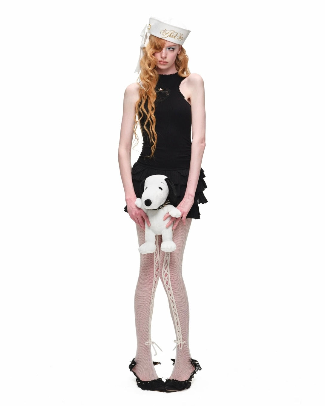 Rosette Cotton Heart Ruffle Mini Dress