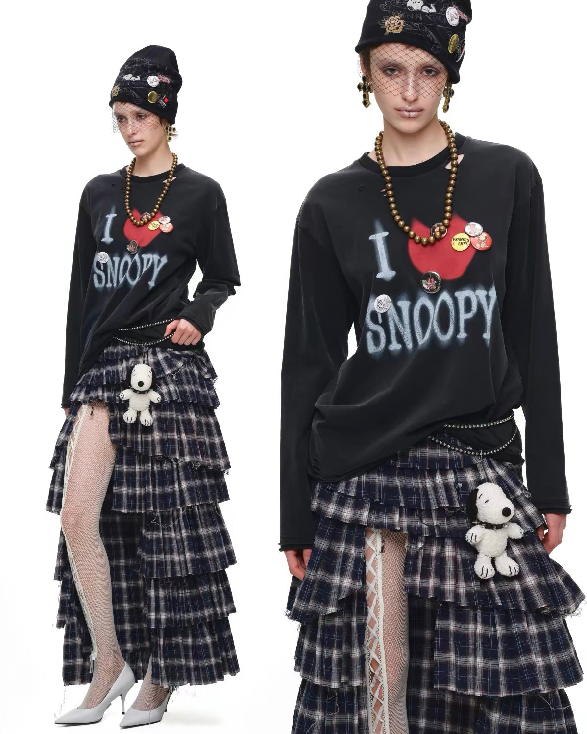 "I ♥ Snoopy" Distressed Spray-Print Oversized Tee