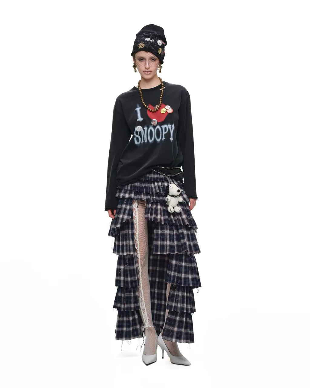 "I ♥ Snoopy" Distressed Spray-Print Oversized Tee