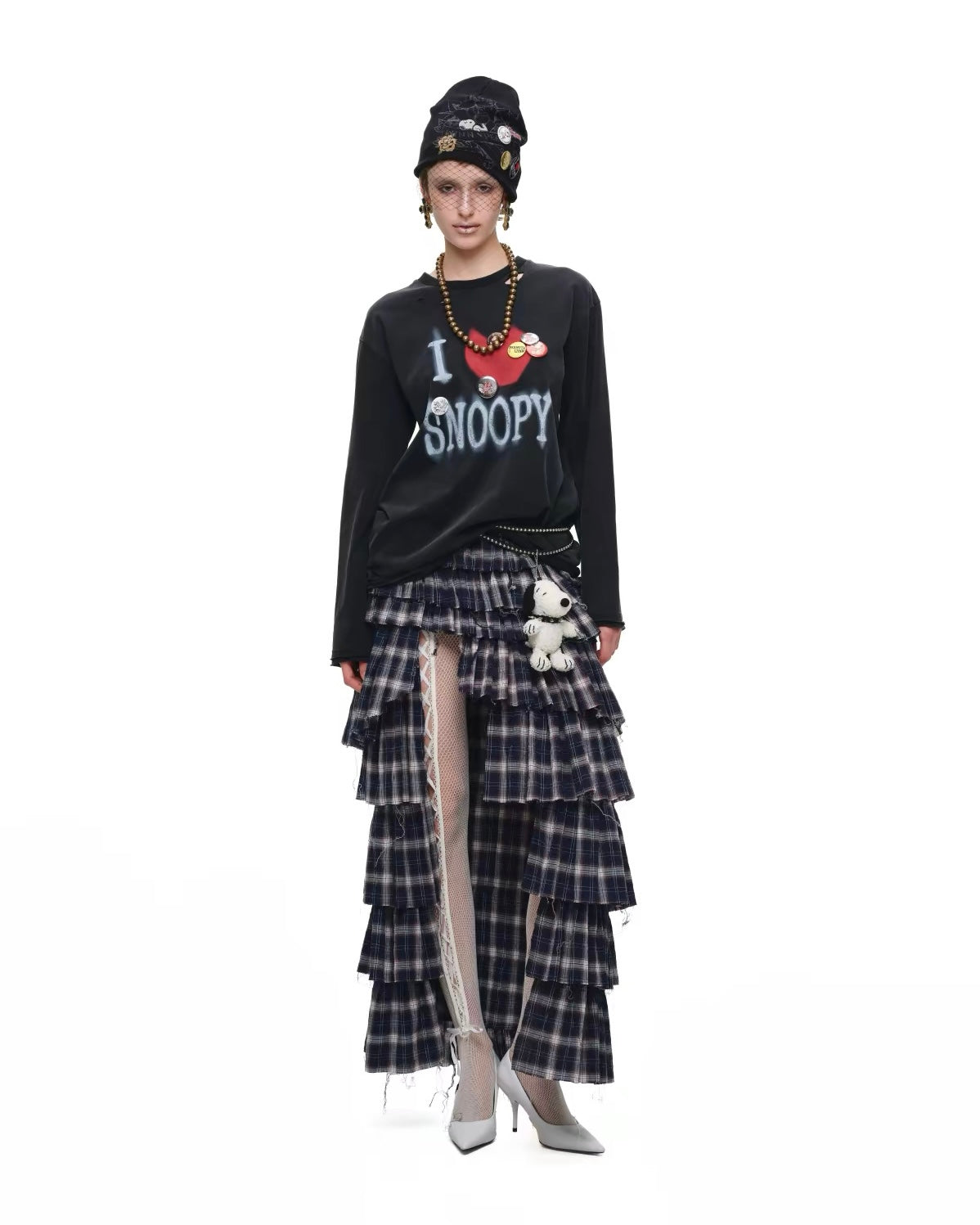 "I ♥ Snoopy" Distressed Spray-Print Oversized Tee