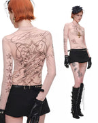 Inked Halo Mesh Top