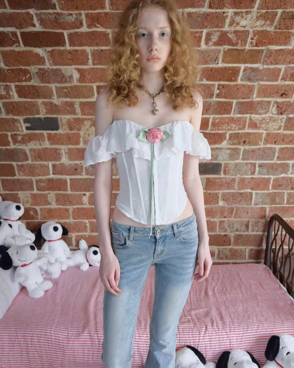 Rose Eyelet Cotton Corset Top