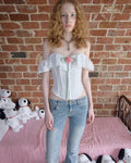 Rose Eyelet Cotton Corset Top