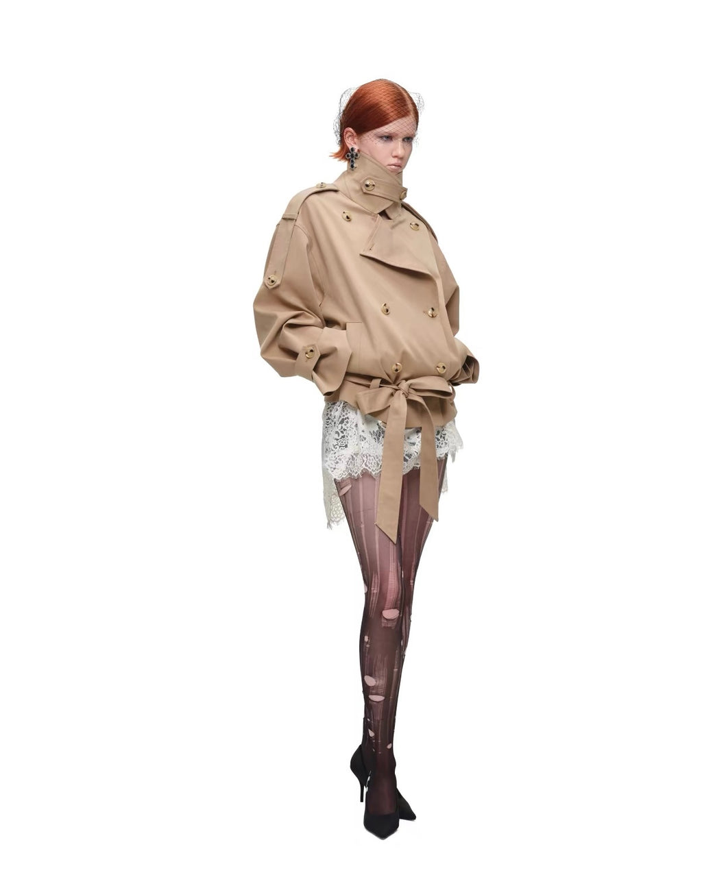 Crop Belted Trench Jacket