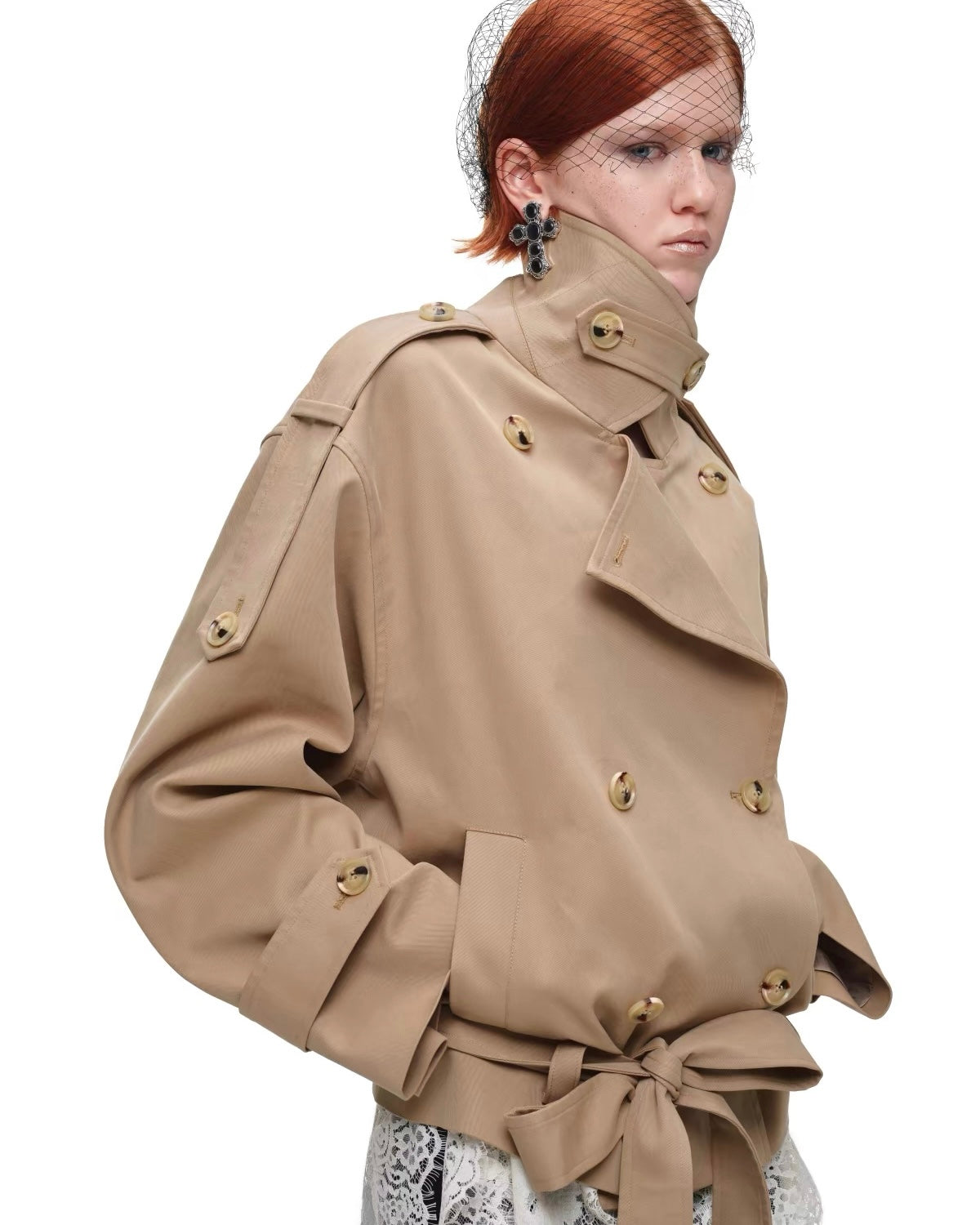 Crop Belted Trench Jacket