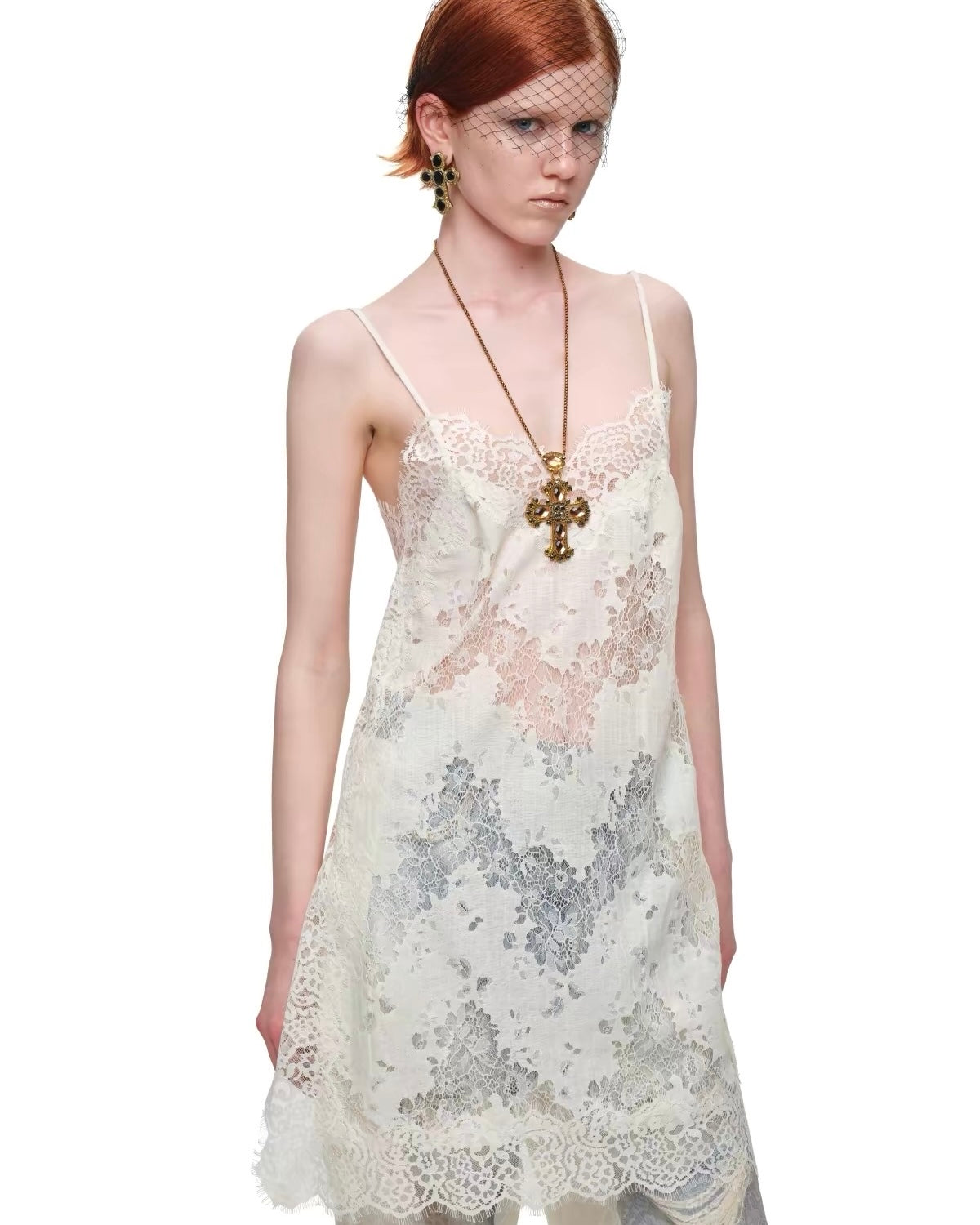 Lace Cutout Cami Slip Dress