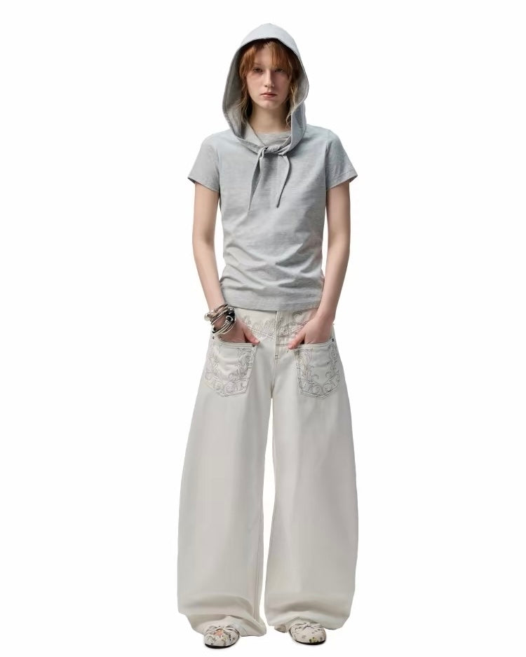 1JINN Print Wide-Leg Jeans