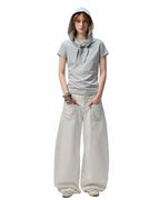 1JINN Print Wide-Leg Jeans