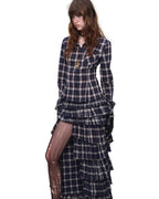 Deconstructed Plaid Tiered Maxi Skirt