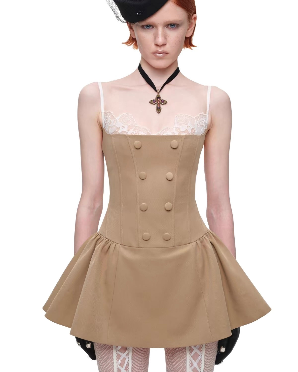 Corset Napoleon-Button Mini Dress