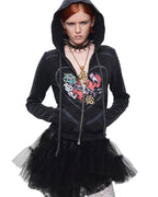 Snoopy Heart-Print Zip Hoodie & Flare Sweatpants Set