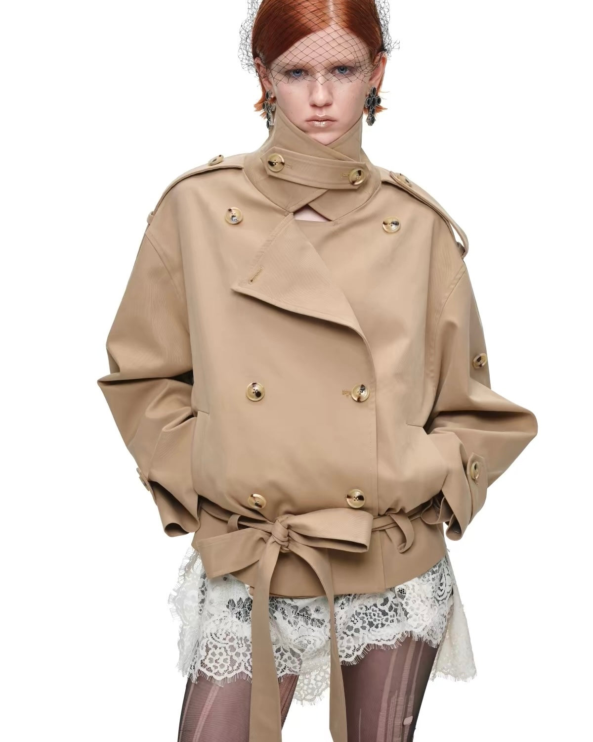 Crop Belted Trench Jacket