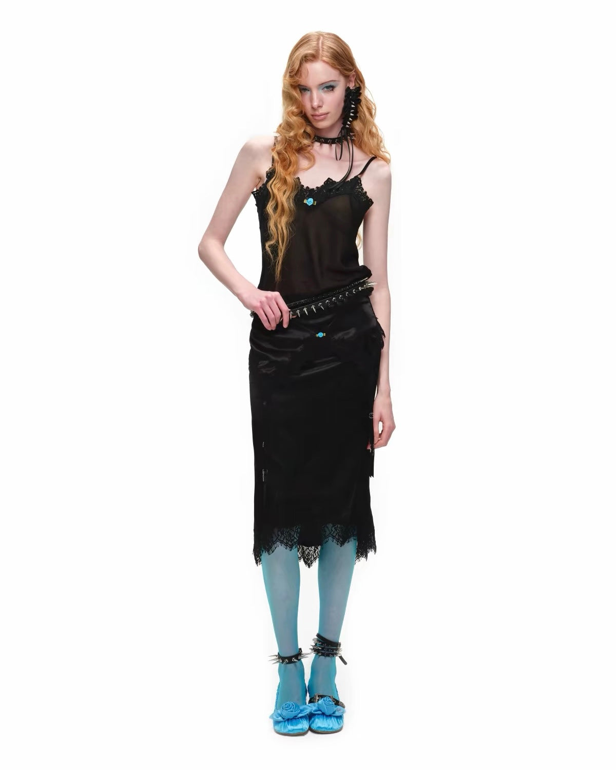 Garter Midi Silk Skirt