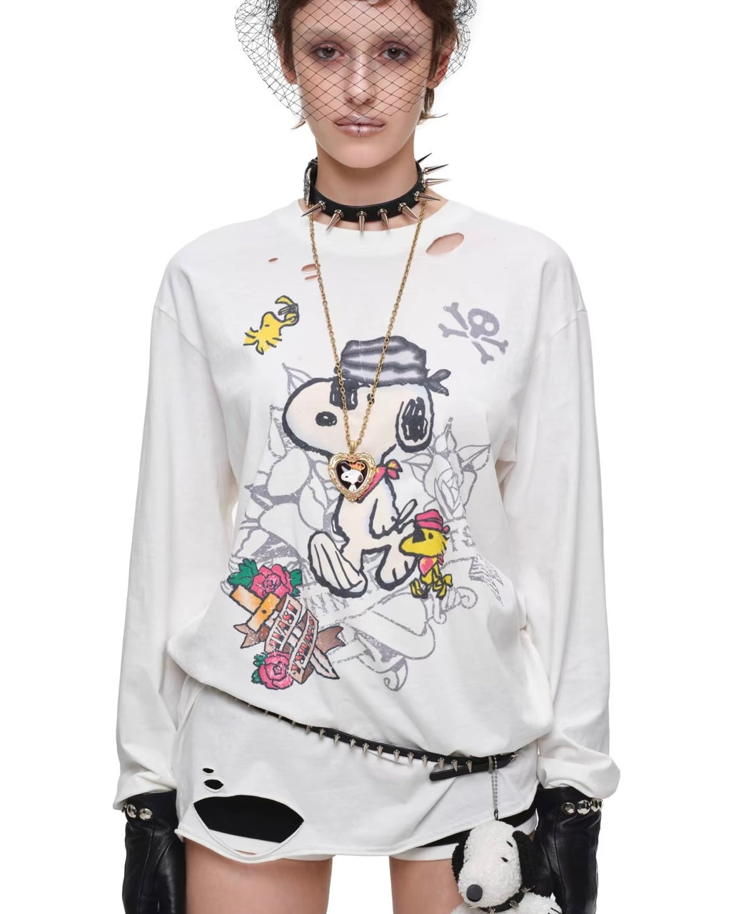 Snoopy Distressed Tattoo Long Sleeve Tee
