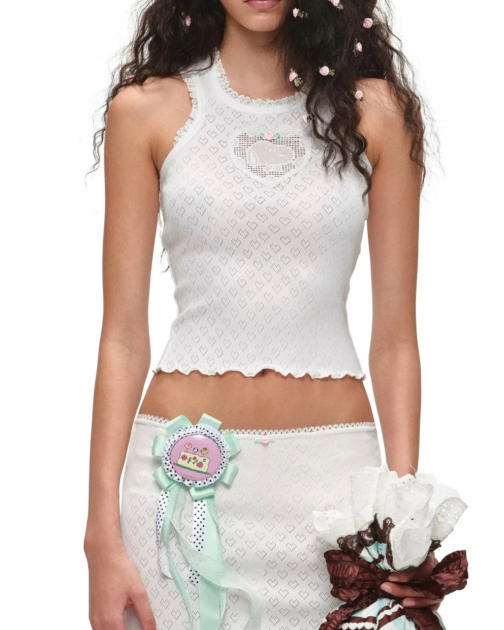Romantic Cotton Lace Midi Skirt