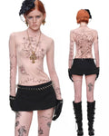 Inked Halo Mesh Top
