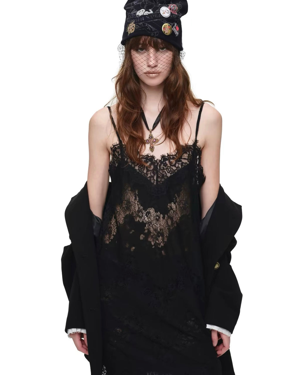 Lace Cutout Cami Slip Dress