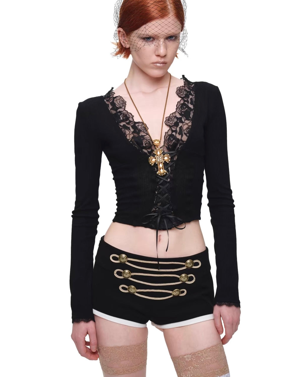 Napoleon Button Rope-Trim Shorts