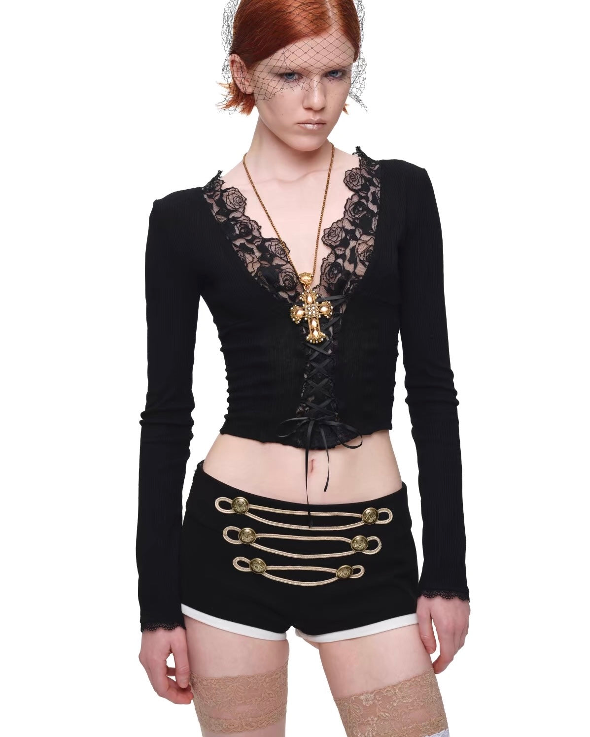 Napoleon Button Rope-Trim Shorts