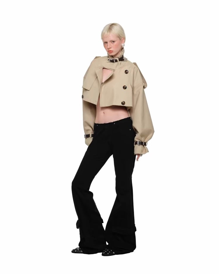 Belted Ultra-Cropped Trench Jacket