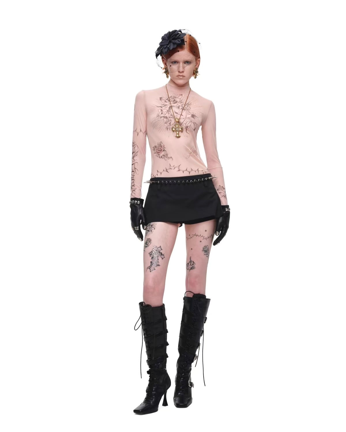 Inked Halo Mesh Top