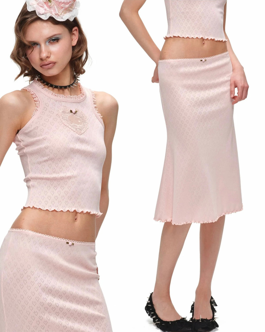 Romantic Cotton Lace Midi Skirt