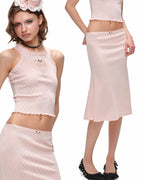 Romantic Cotton Lace Midi Skirt