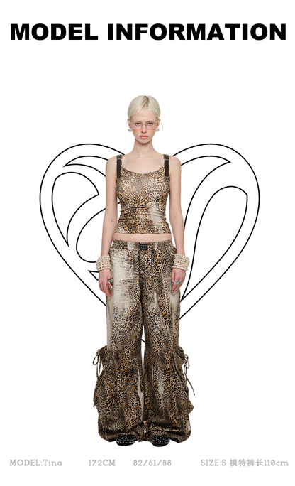 Leopard Baggy Bow Pants