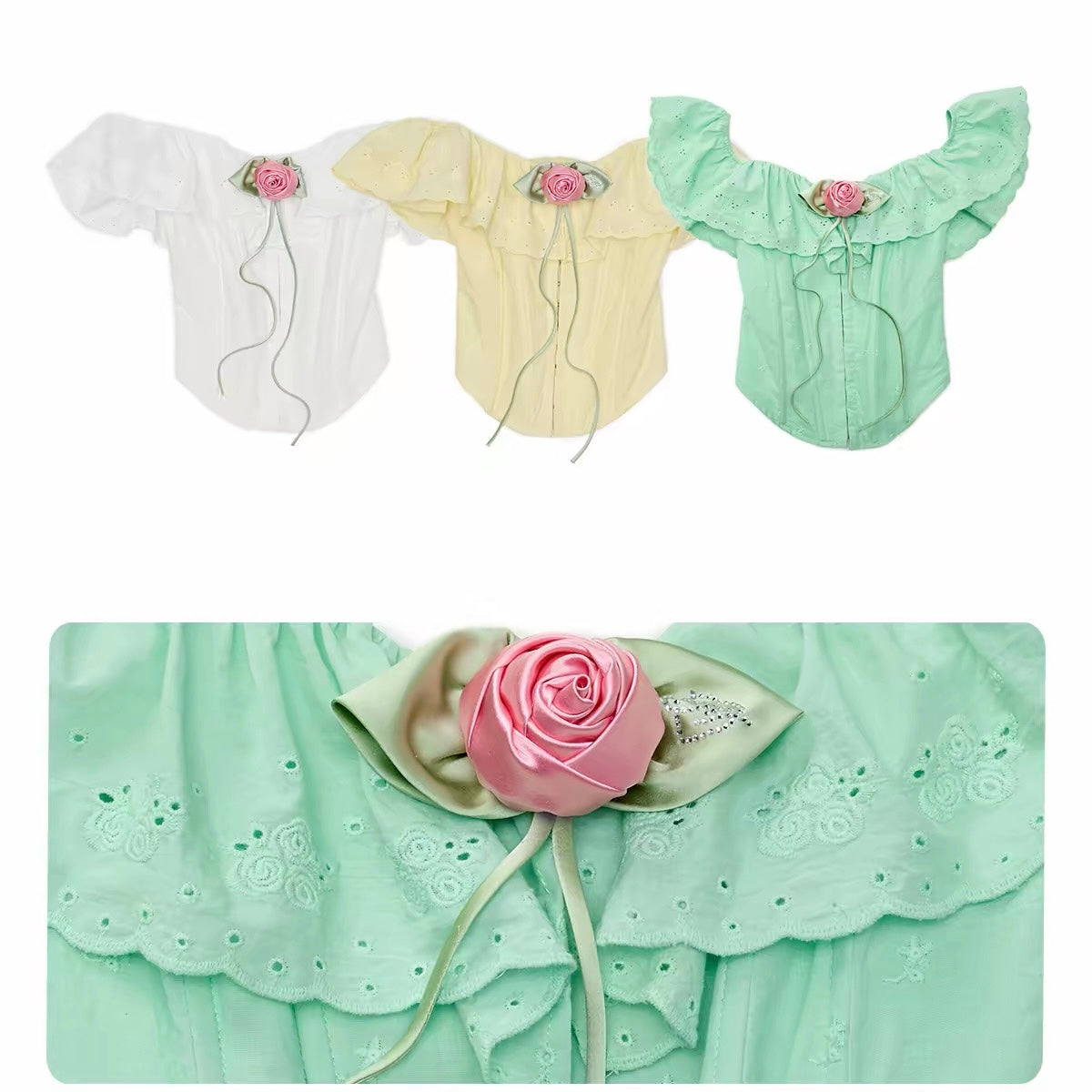 Rose Eyelet Cotton Corset Top